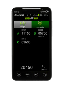 Phone-Way typical on-board scales display for a three axle group scales system such as a B-double configuration with a lift axle. Remote on-board truck scales display for a three axle group scales system such as a B-double configuration with a lift axle.